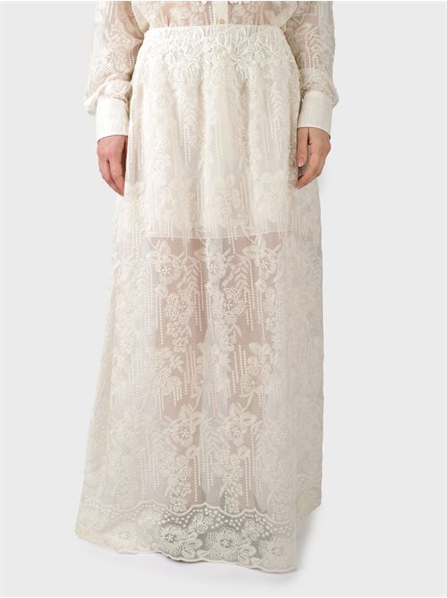Gonna lunga in chiffon con applicazioni in pizzo ERMANNO SCERVINO | D464O609FDIBQ10602
